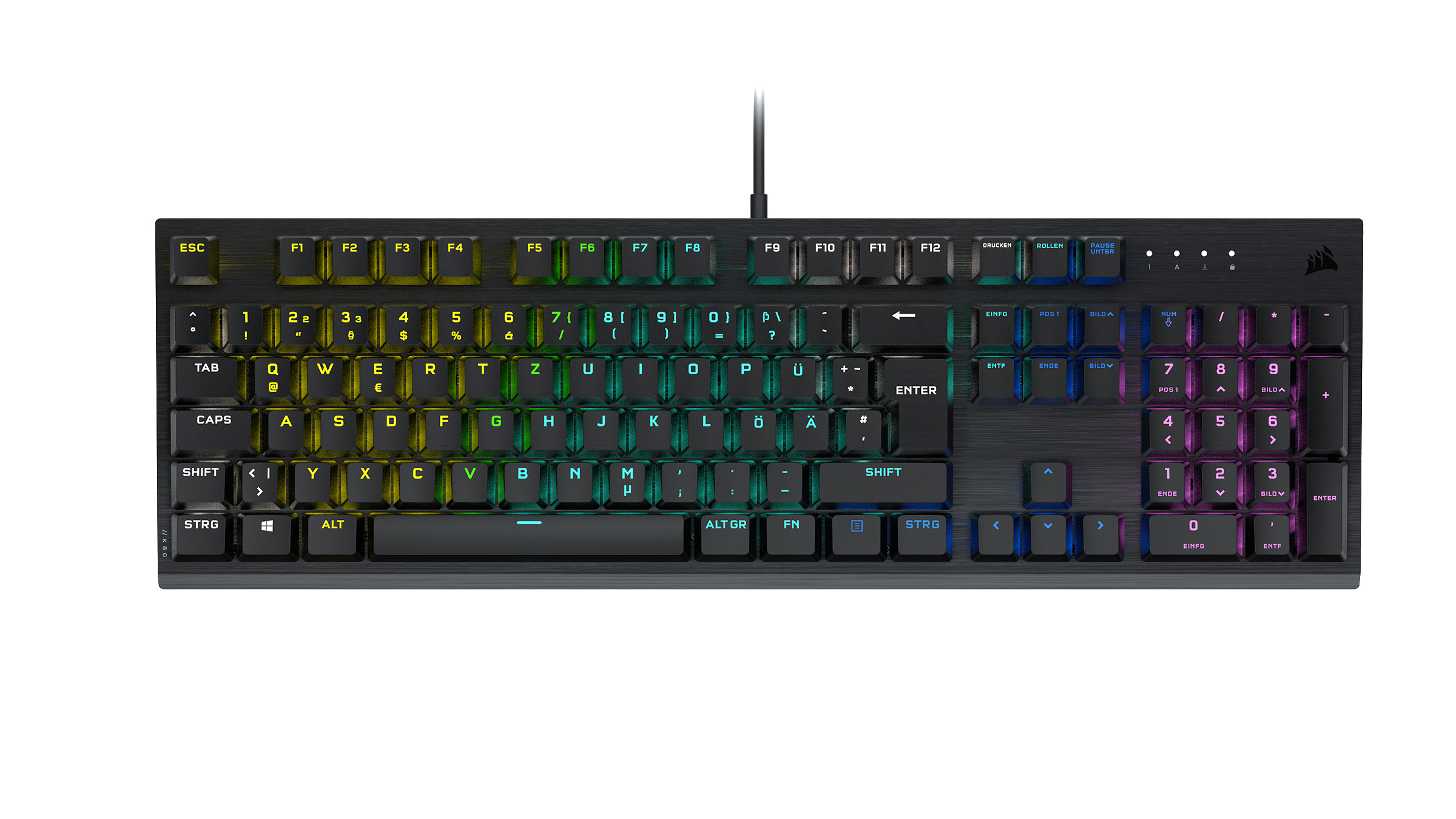 CORSAIR K60 RGB, Gaming Tastatur, Mechanisch, Cherry MX Low Profile, kabelgebunden, Schwarz