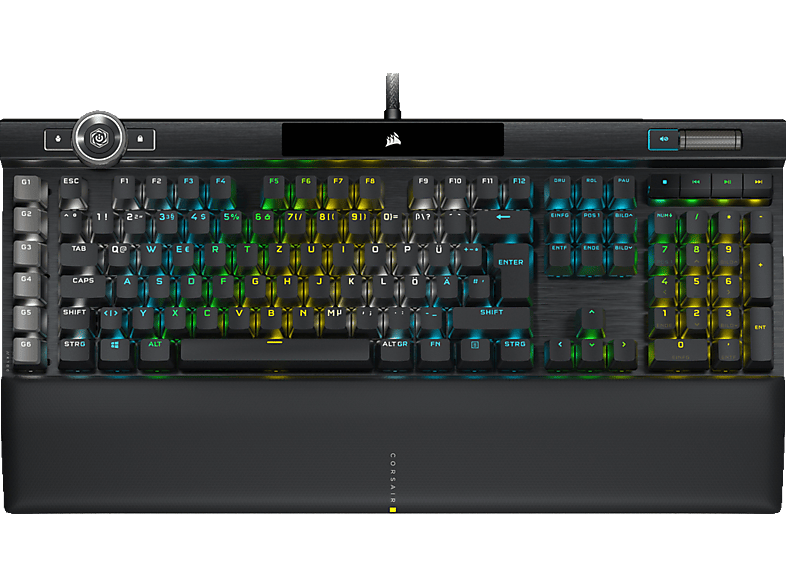 CORSAIR K100 RGB, Gaming Tastatur, Schwarz Opto-Mechanical, kabelgebunden