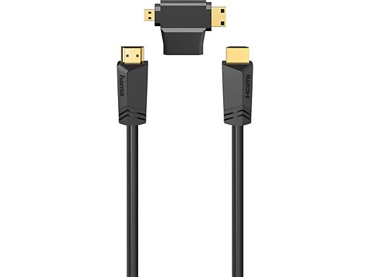 HAMA 205162 HS HDMI M/M 1.5M & HDMI ADP - Câble HDMI (Noir)