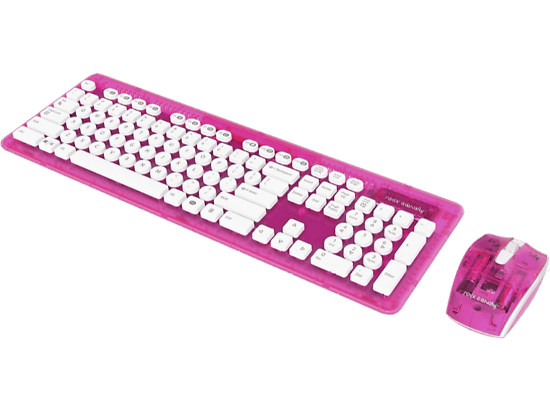 Teclado y raton online inalambrico rosa