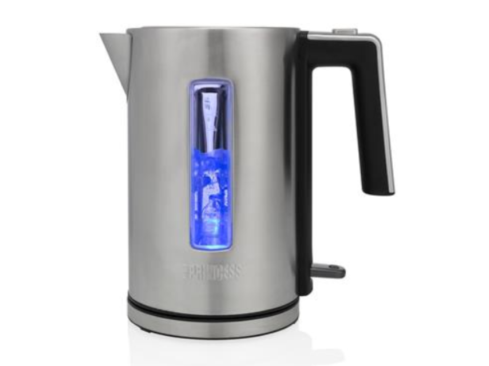 Hervidor - Princess 236046, Ebullición rápida, 3000 W, 1.7 L, Luz azul, Plata