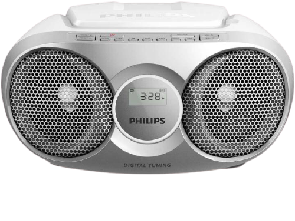 Reproductor CD - Philips AZ215S/12, Antena FM, Sintonizador digital, Plata