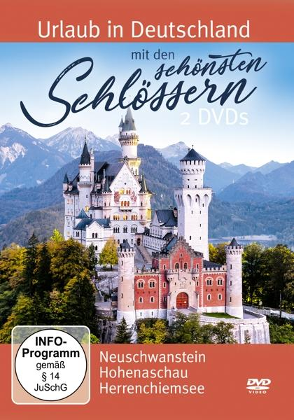 DVD-Cover: Schloss Neuschwanstein, Text 'Urlaub in Deutschland', Berge.