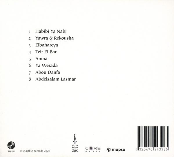 CD-Rückseite mit Titelliste und Barcode, auf weißem Hintergrund.