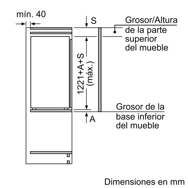 Frigorífico una puerta - Bosch KIR41AFF0, 211 l, 122.1 cm, Integrable, 33 dB, Blanco