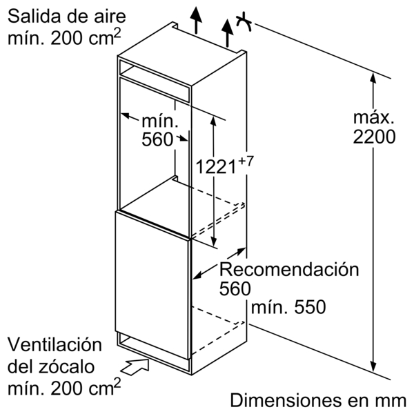 Frigorífico una puerta - Bosch KIR41AFF0, 211 l, 122.1 cm, Integrable, 33 dB, Blanco