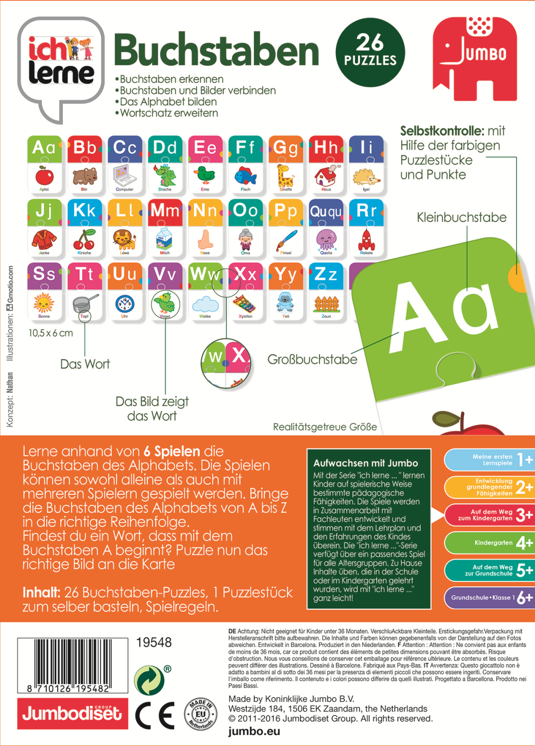 JUMBO Ich lerne Buchstaben Kinderspiele, Mehrfarbig