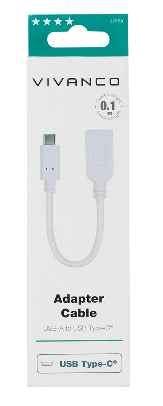 VIVANCO 37599 USB-Type-C auf USB Adapter, 0,1m