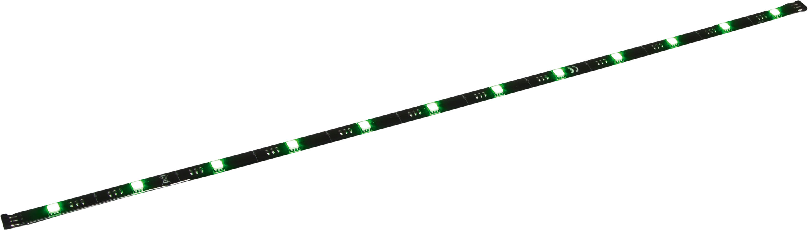 Grüne LED-Streifen auf schwarzem Hintergrund.