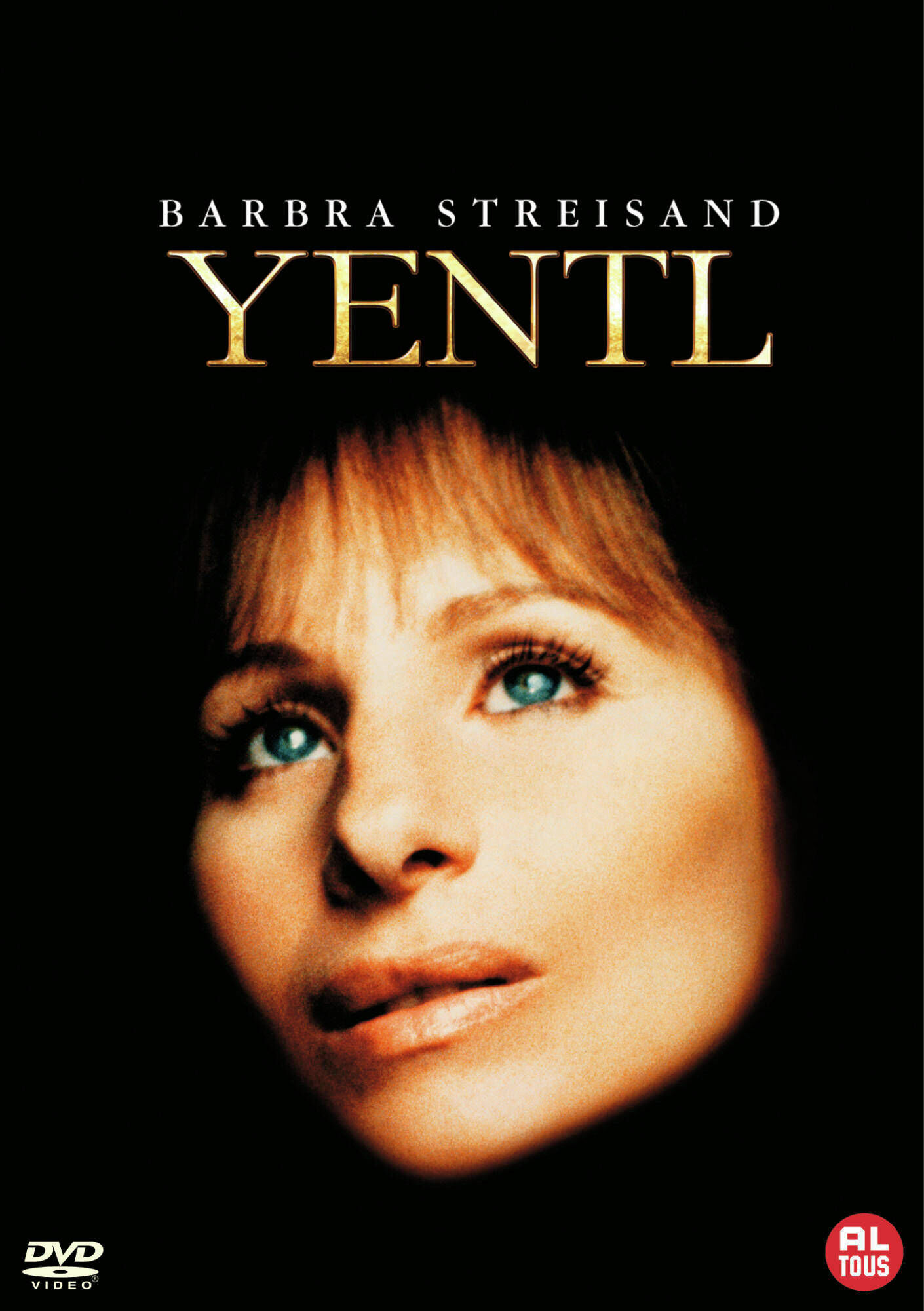 Couverture DVD de 'Yentl' avec Barbra Streisand. Gros plan sur le visage de Streisand.