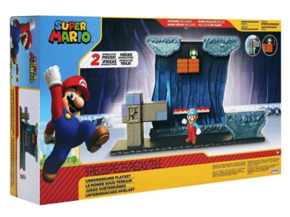 Pack Figuras - Sherwood Super Mario Playset Subterraneo, 8 Piezas