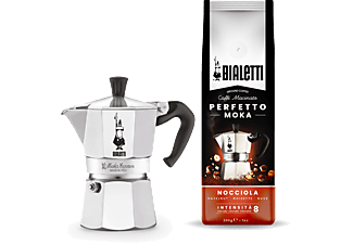 BIALETTI 3531 Moka Express kotyogós kávéfőző, 3 adag + Nocciola Mogyoró ízű őrölt kávé, 200g