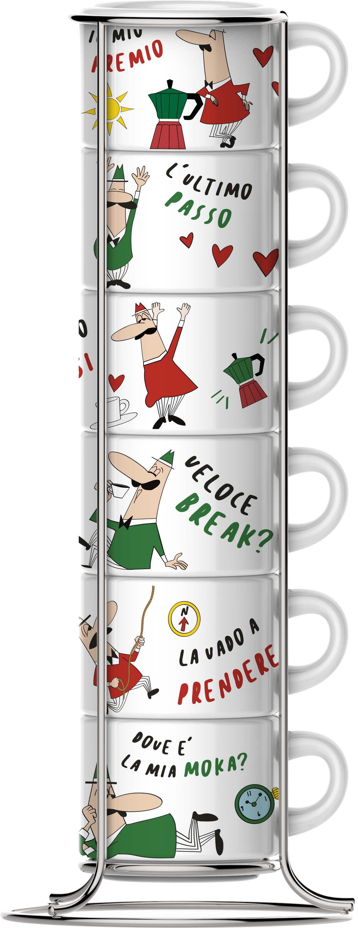 BIALETTI TAZZ202 Espresso csésze szett, állvánnyal, 6db-os