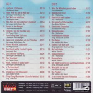 Eine CD mit einer Liste von Liedern. Der Text ist auf Deutsch. Enthält Songtitel und -dauern.