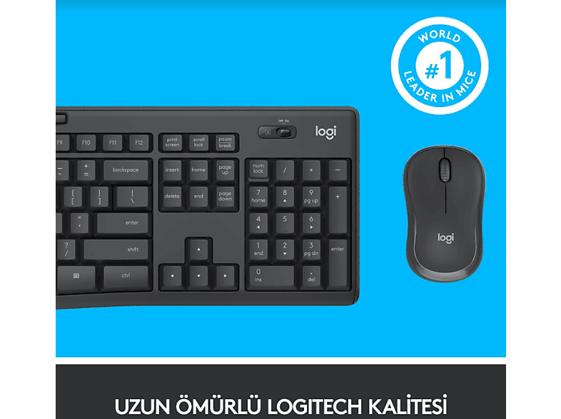 LOGITECH MK295 Sessiz Kablosuz Türkçe Q Klavye Mouse Seti - Siyah_4