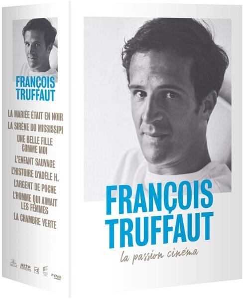 DVD box set featuring Francois Truffaut, large portrait, and blue text on white background.