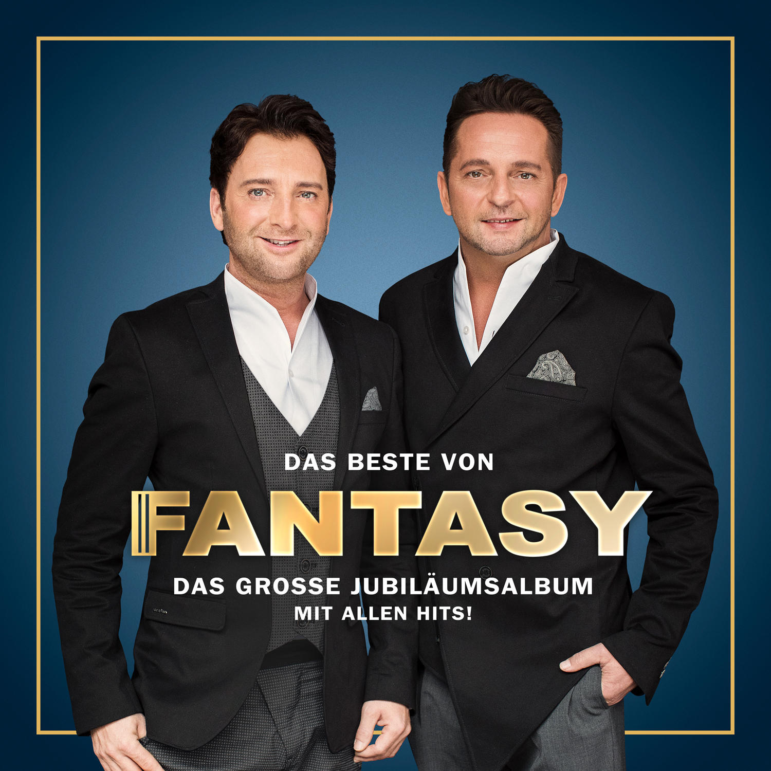 Albumcover von 'Fantasy'. Zwei Männer in Anzügen. Goldener Text und blauer Hintergrund. Titel: 'Das Beste von'.