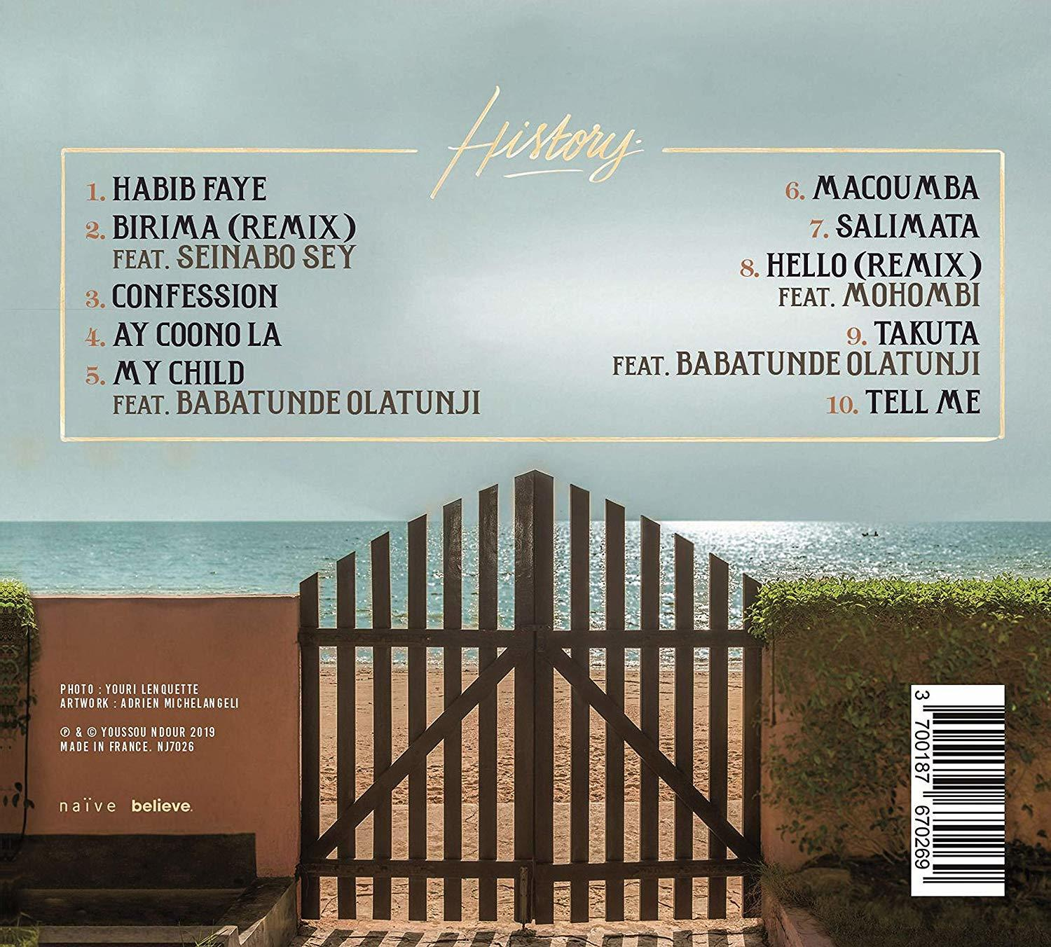 CD cover with a wooden gate in front of a beach. Tracklist on left, artist info and barcode on right.