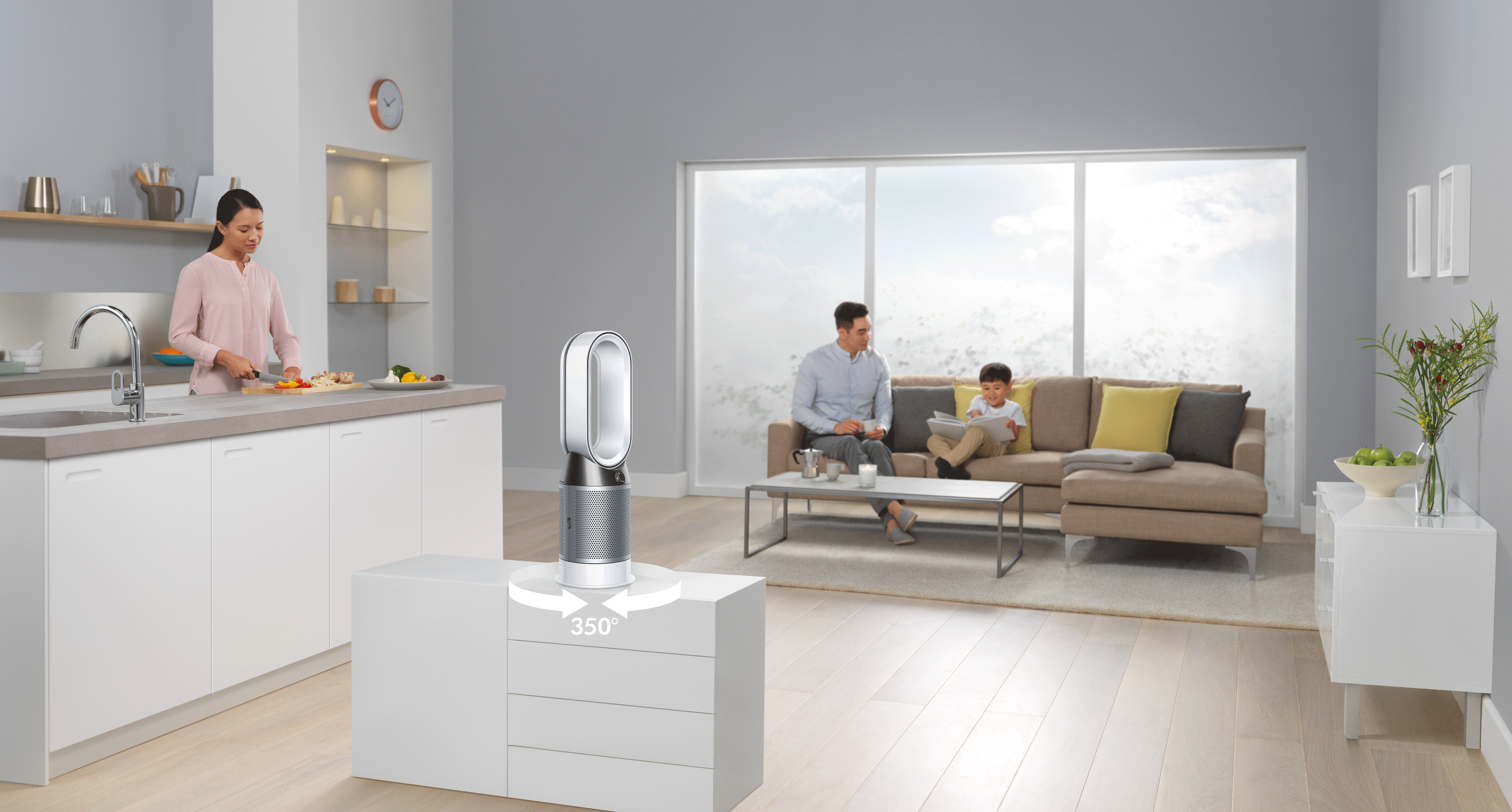DYSON 244280-01  HP04  Pure Hot + Cool  Luftreiniger Weiß/Silber (40 Watt, Raumgröße: 81 m³, 2 Aktivkohlefilter und 2 HEPA-Filter)
