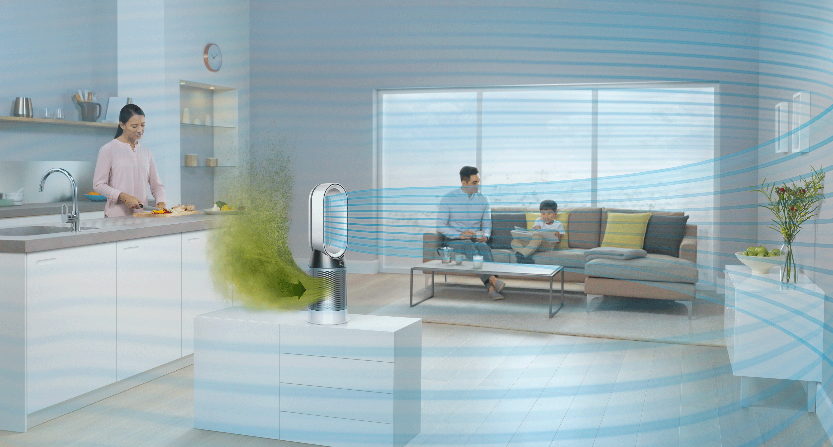 DYSON 244280-01  HP04  Pure Hot + Cool  Luftreiniger Weiß/Silber (40 Watt, Raumgröße: 81 m³, 2 Aktivkohlefilter und 2 HEPA-Filter)