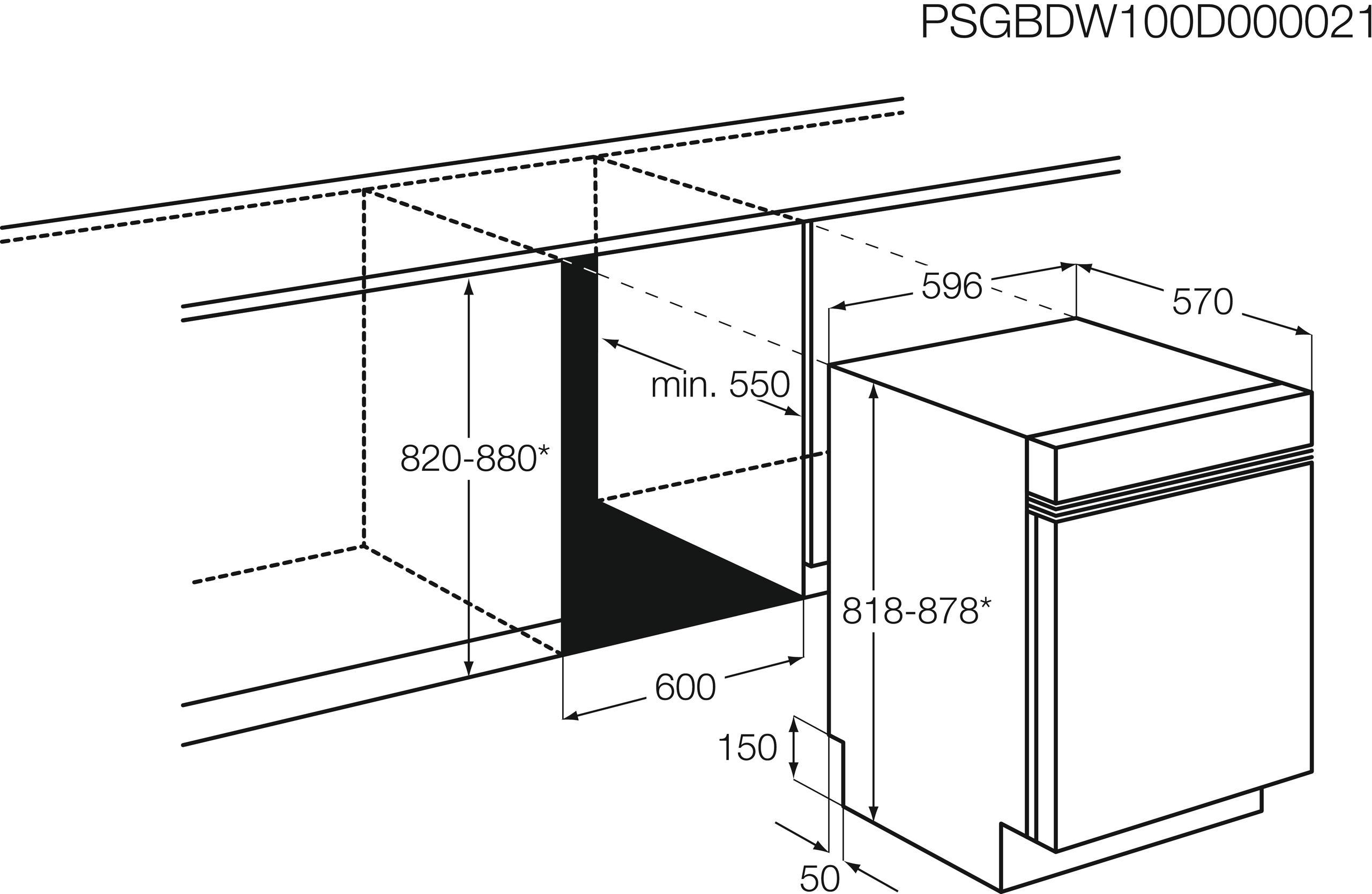 AEG FEE53627ZM Geschirrspüler (teilintegrierbar, 596 mm breit, 44 dB (A), D)