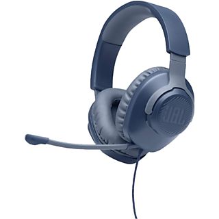 Auriculares gaming - JBL Quantum 100, De Diadema, Con cable, Multiplataforma, Micrófono extraíble, Azul