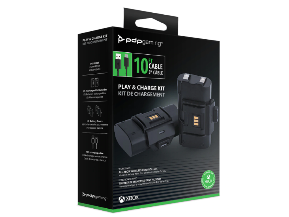 Pack cargador - PDP Play & Charge Kit, Para Xbox Serie X y Xbox One , Autonomía 20 h, Negro