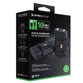 Pack cargador -  PDP Play & Charge Kit, Para Xbox Serie X y Xbox One , Autonomía 20 h, Negro