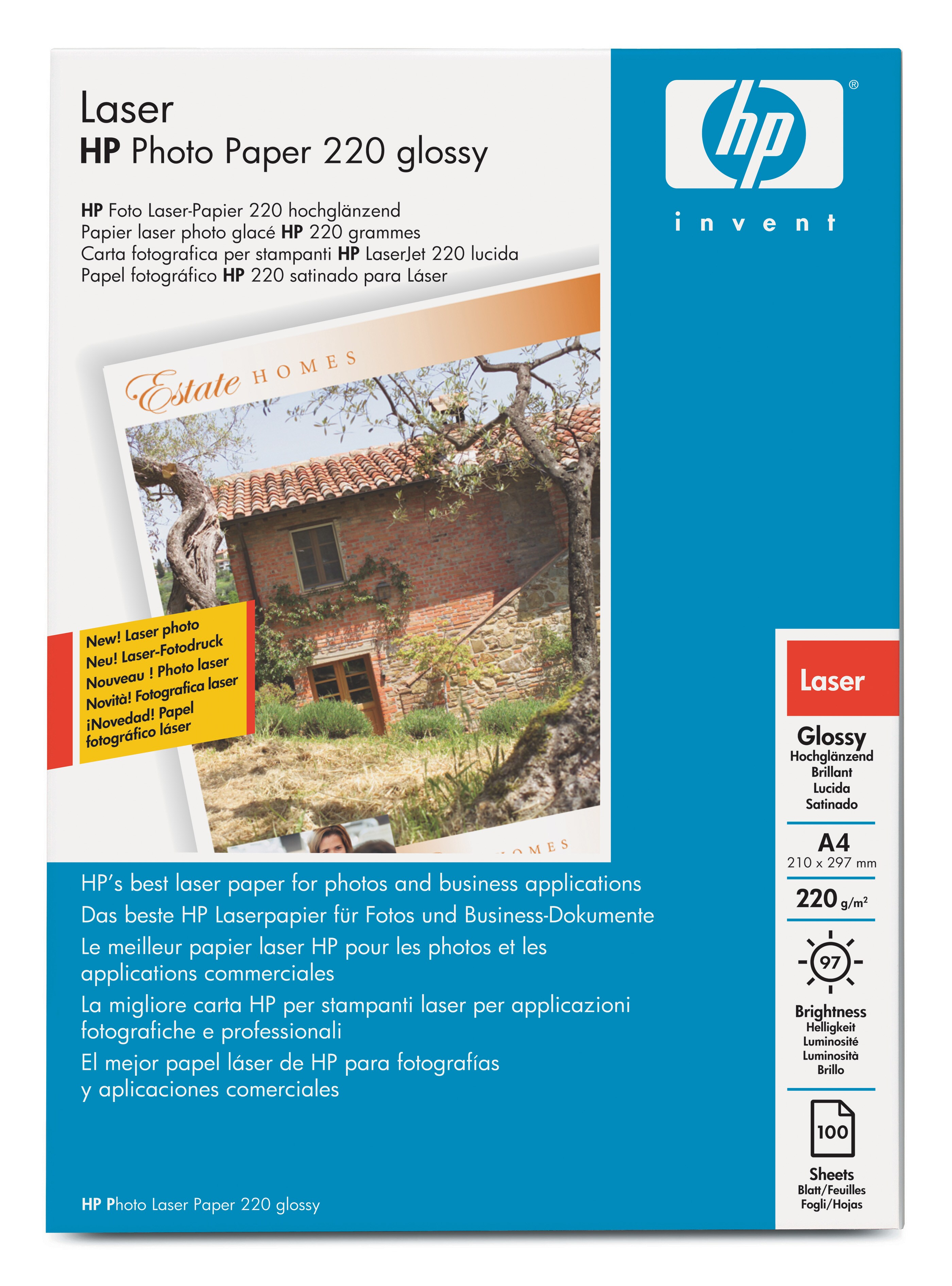 Papel Foto - Hp, Q 6614 A PAPEL-FOTO-LASER -SATINADO A4, 220G, 100HOJ