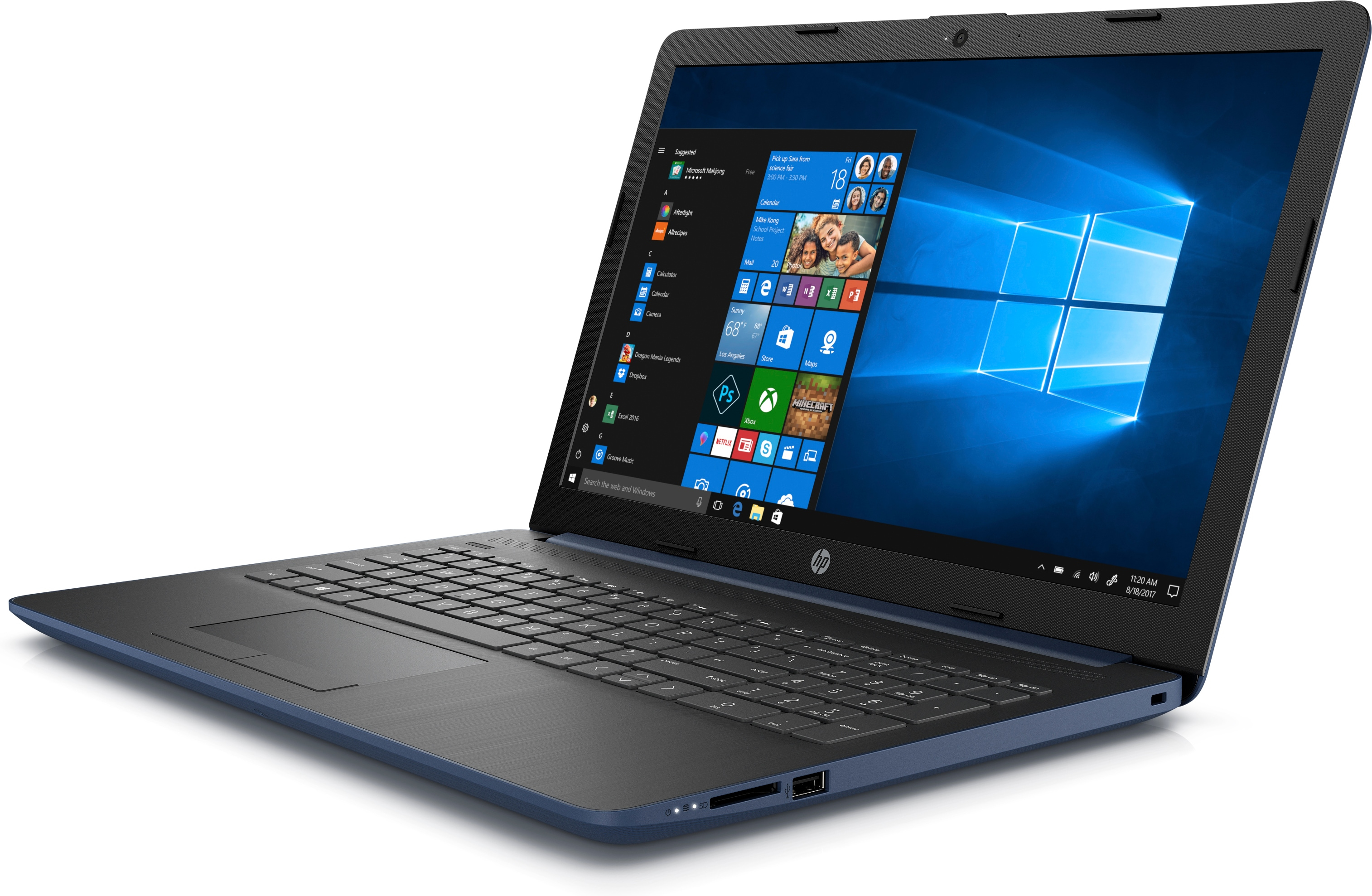 Portátil - HP 15-da0748ns, 15.6", Intel® Core™ i5-7200U, 8 GB, 256 GB SSD, 620, W10, Azul y Plata