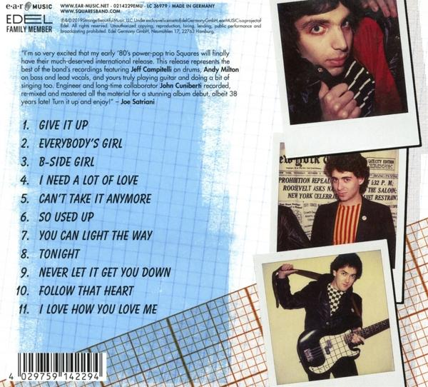 CD-Cover mit Titelliste und Fotos der Bandmitglieder. Enthält Zitat von Joe Satriani.