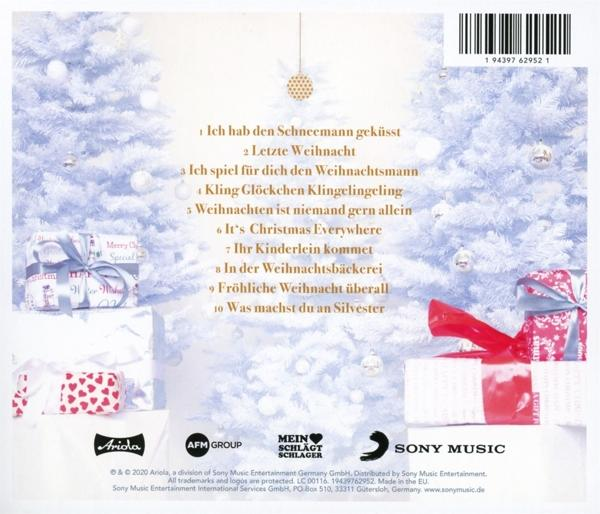 Rückseite eines Weihnachtsalbums mit Titeln, Liste und Weihnachtsszene.