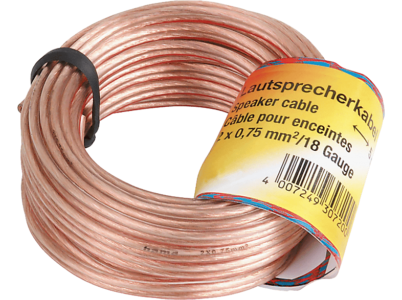 HAMA 205141 LS 2X0.75MM2 10M - Lautsprecherkabel (Transparent)
