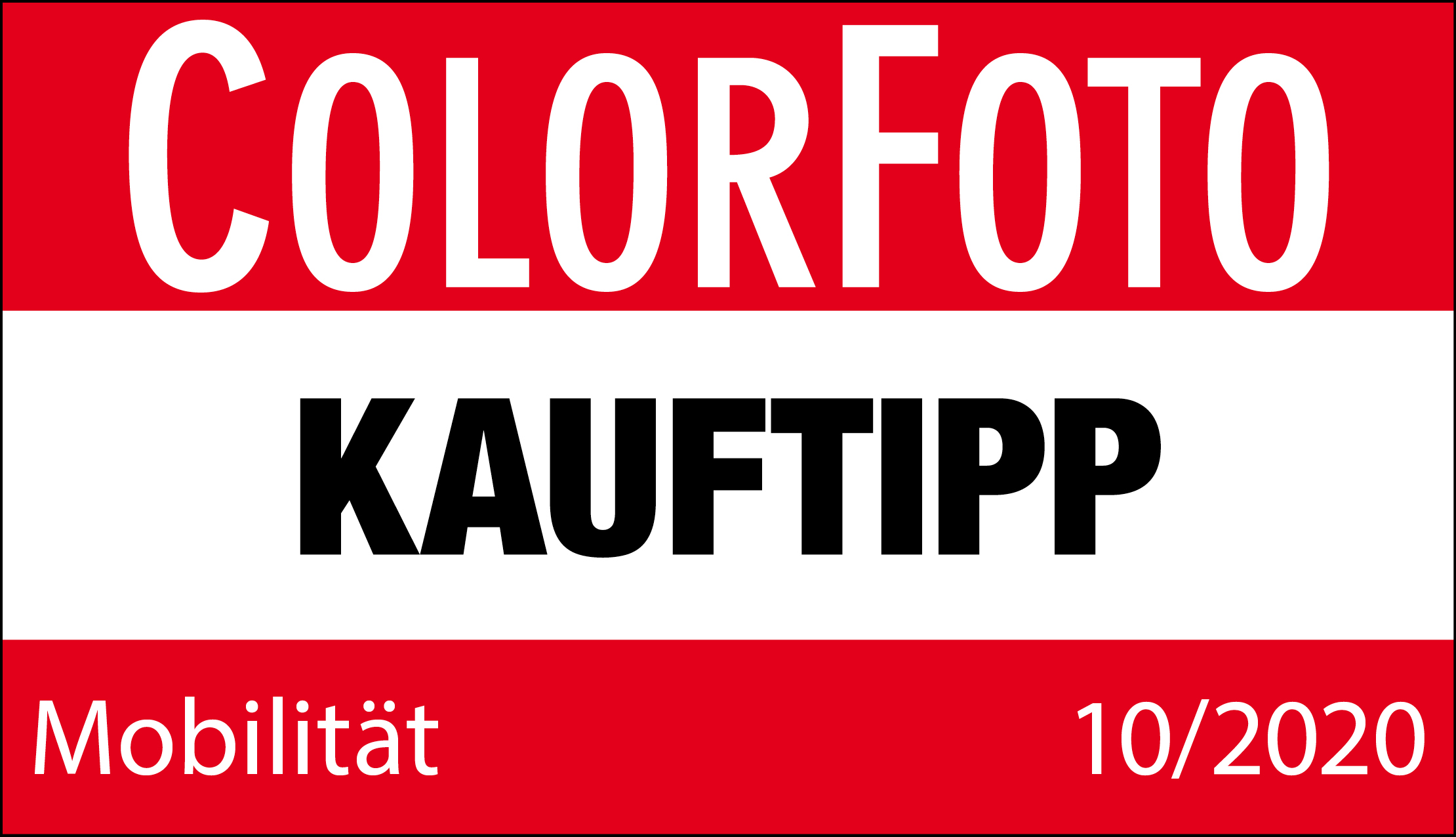 Roter und weißer KaufTipp-Aufkleber mit Text.