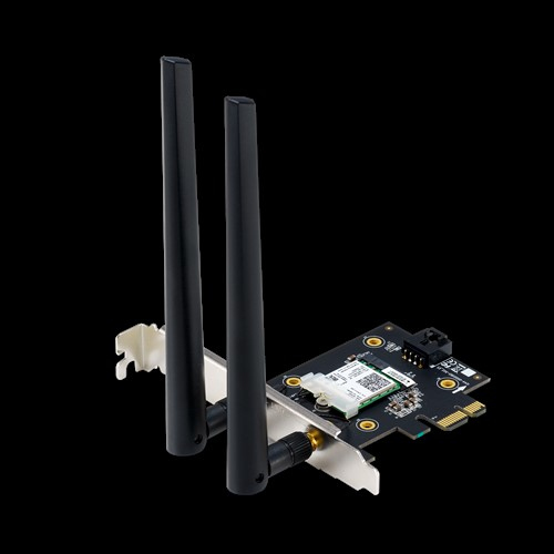 PC-Platine mit schwarzen Antennen.