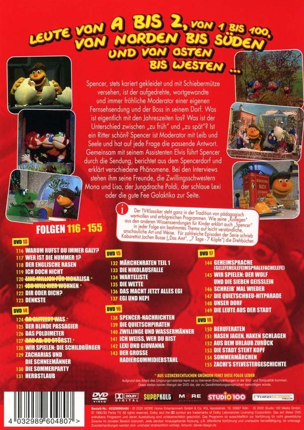 Deutscher Text auf einer DVD-Hülle, mit Bildern von Zeichentrickfiguren.