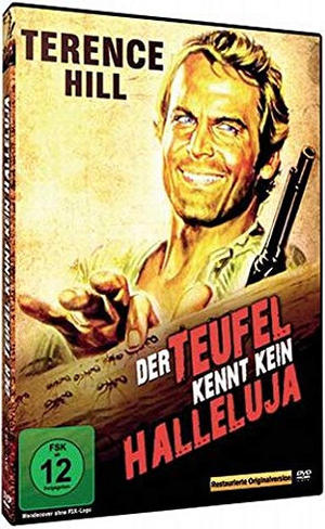 DVD-Cover eines Films mit einem Mann, der eine Waffe hält. Text auf Deutsch: Der Teufel kennt kein Hallelujah.