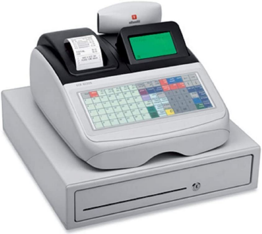 Caja registradora - Olivetti B4443001, Impresora térmica, Resistente a líquidos, Display gráfico, Gris