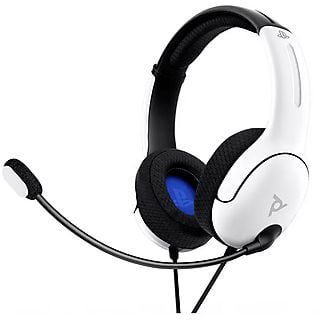 Auriculares gaming - PDP LVL40 Wired, De diadema, Con cable, Para PS4/ PS5, Micrófono, Blanco