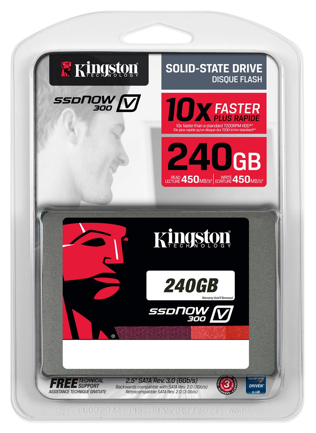 Disco Duro SSD de 240GB - Kingston SSDNow V300, 2,5 pulgadas, SATA III