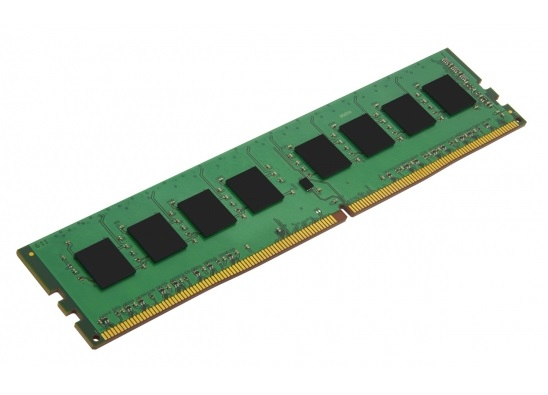 Memoria RAM verde sobre blanco. Chips negros. Conectores dorados visibles.