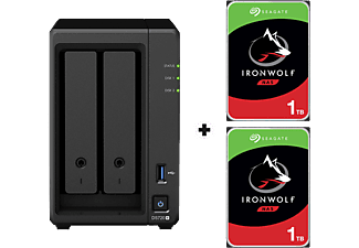 SYNOLOGY DiskStation DS720+ avec 2x 1TB Seagate IronWolf NAS (HDD) - Serveur NAS (HDD, SSD, 2 TB, Noir)