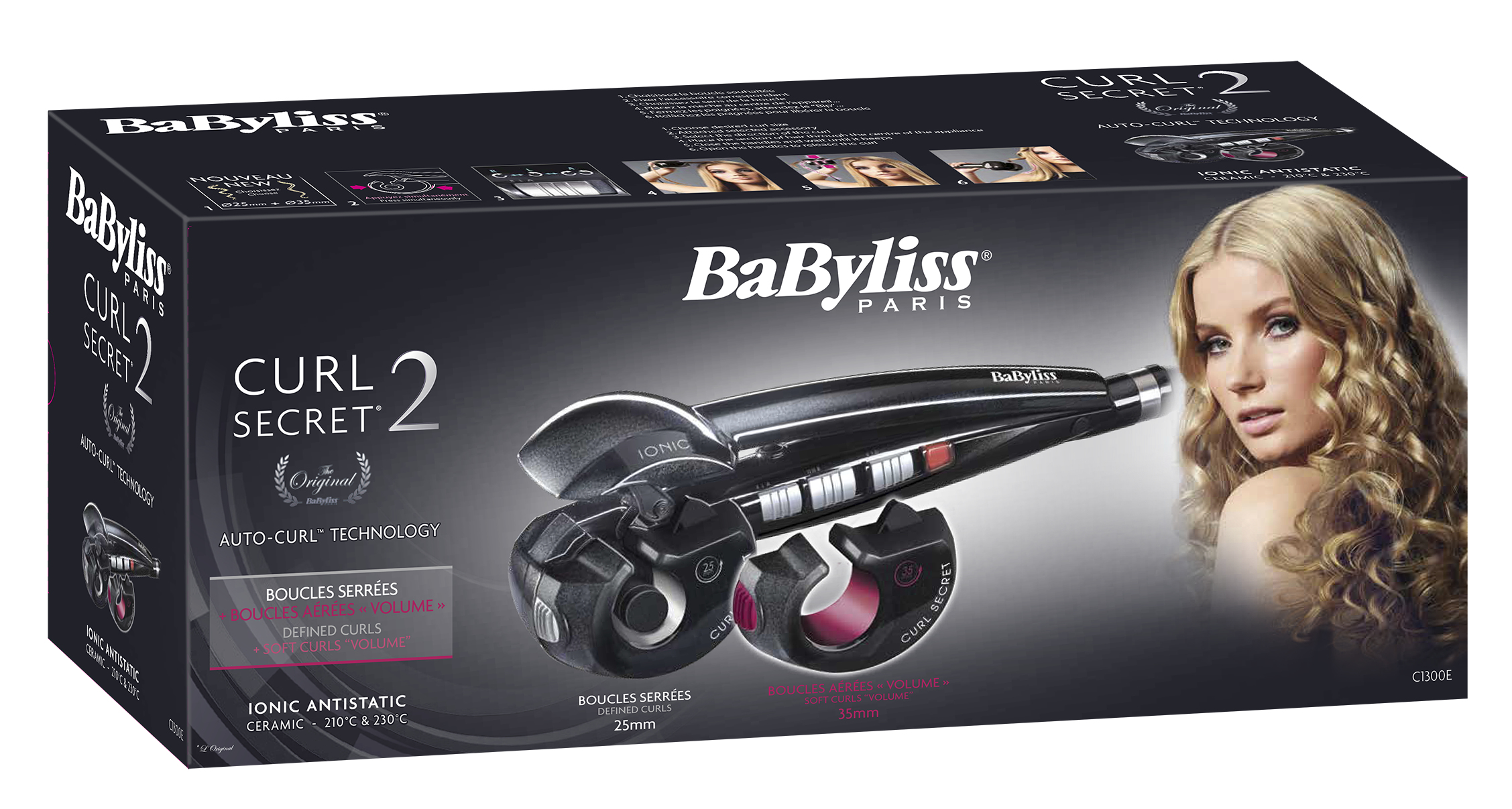 Moldeador automático - Babyliss Curl Secret 2 C1300E, Auto Curl, Recubrimiento cerámico, 3 niveles
