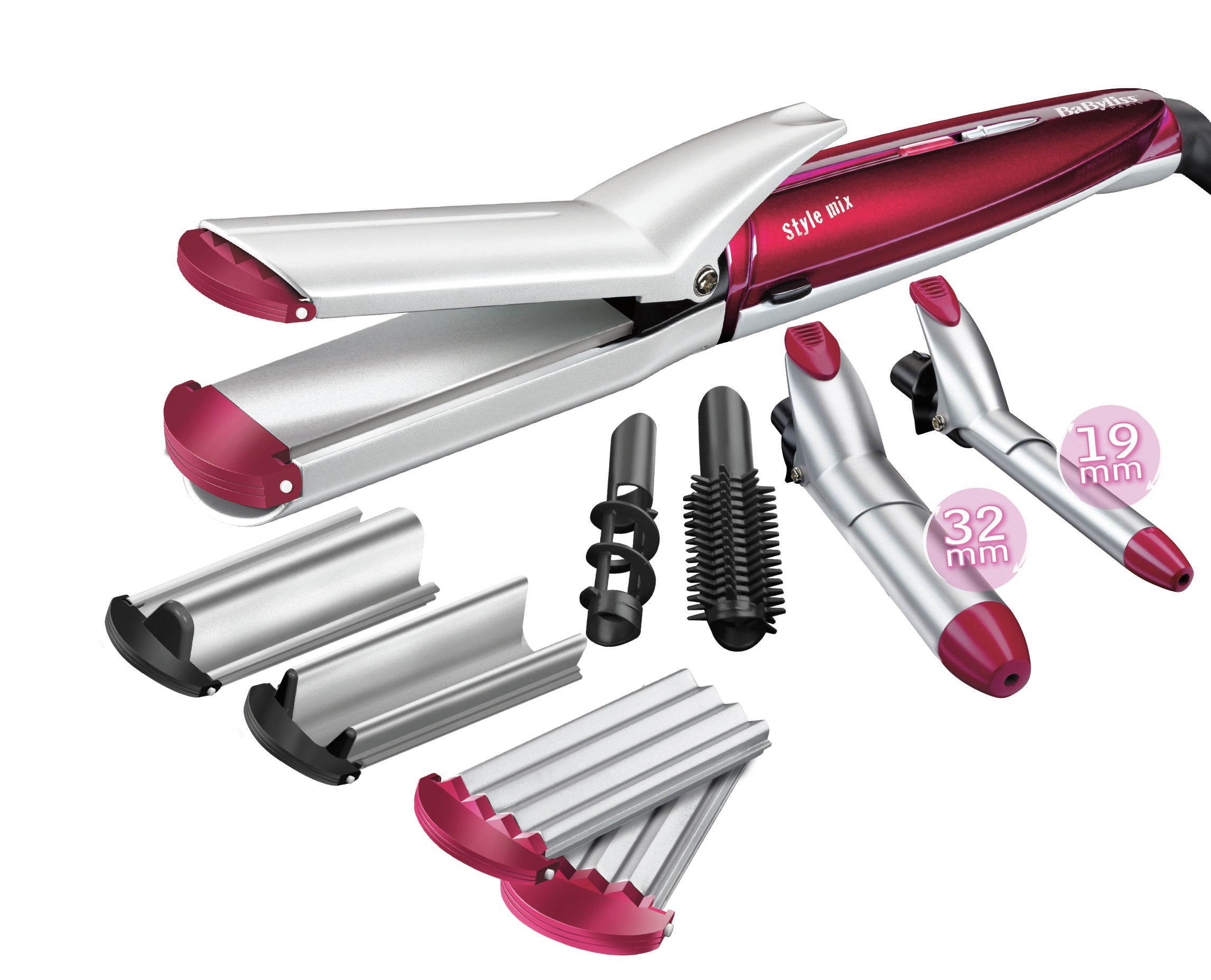 Rizador - Babyliss MS21E Placas intercambiables, Recubrimiento satinado, Temperatura