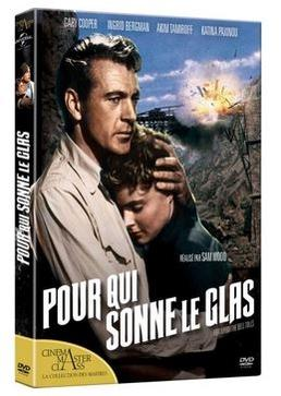 Couverture DVD de 'Pour Qui Sonne Le Glas' avec des acteurs et une scène de guerre.