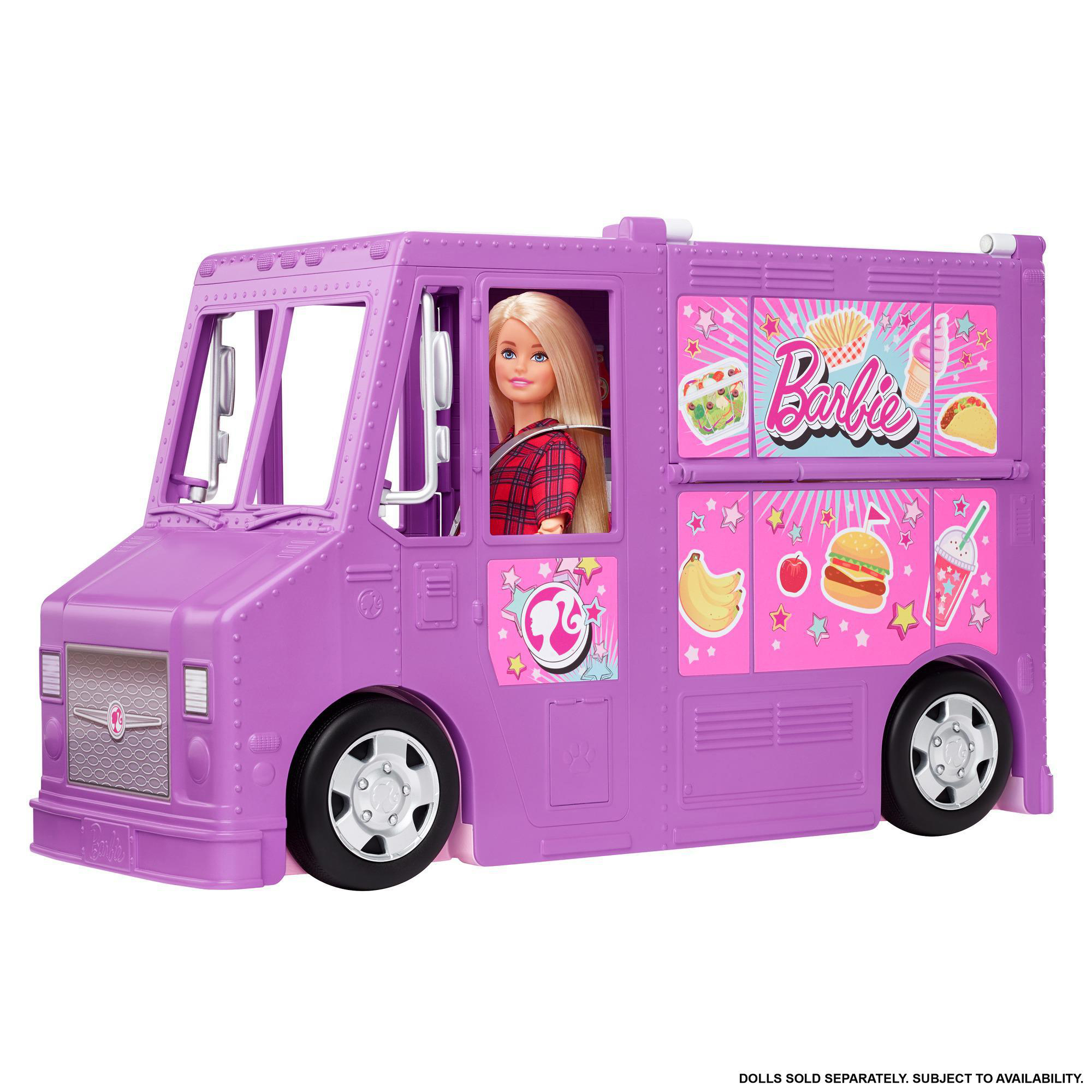 BARBIE Food-Truck Spielset aufklappbar, über 30 Teile Puppen-Zubehör Spielset Mehrfarbig