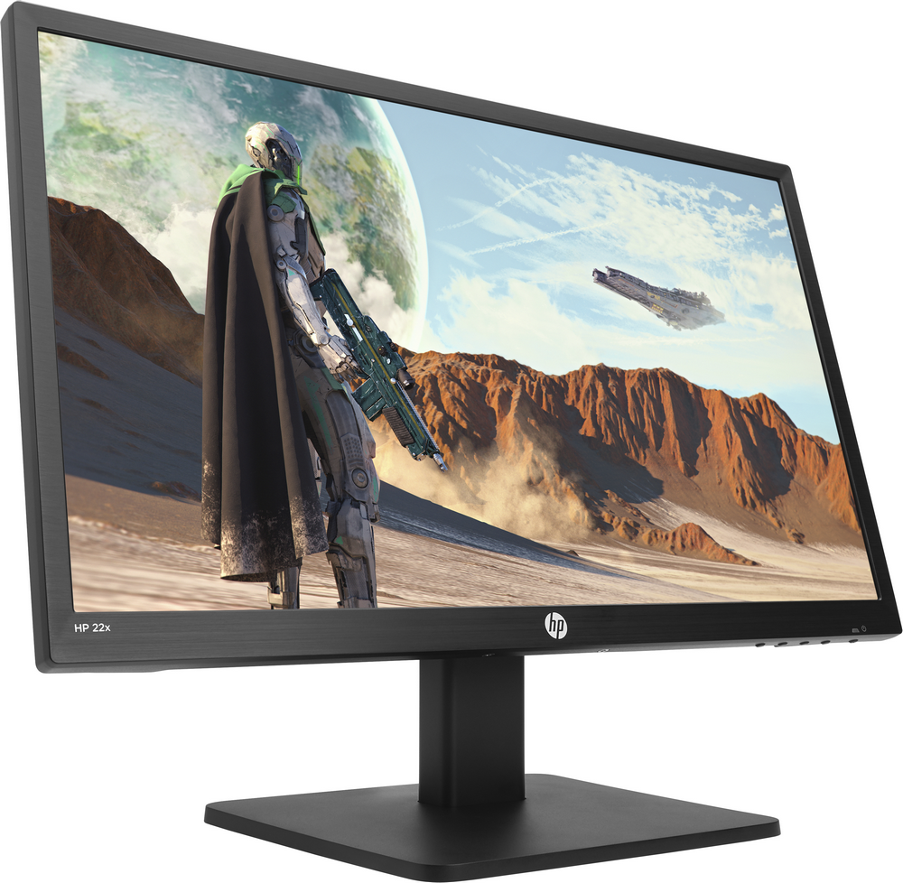 Un monitor de computadora muestra una escena futurista con una persona con un arma.