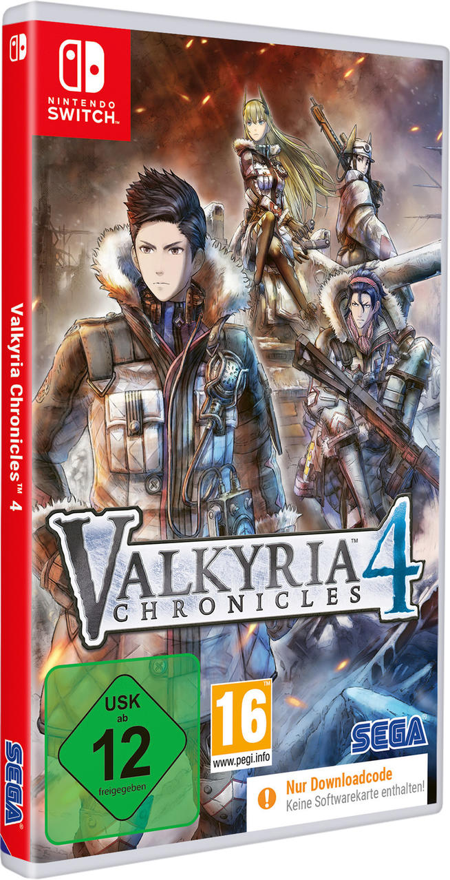 Spielbox zeigt Mann mit anderen. Titel ist Valkyria Chronicles 4.