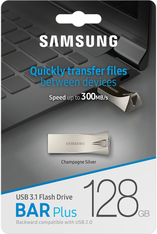 Clé USB 3.1 Samsung BAR Plus, argent champagne, 128 Go.