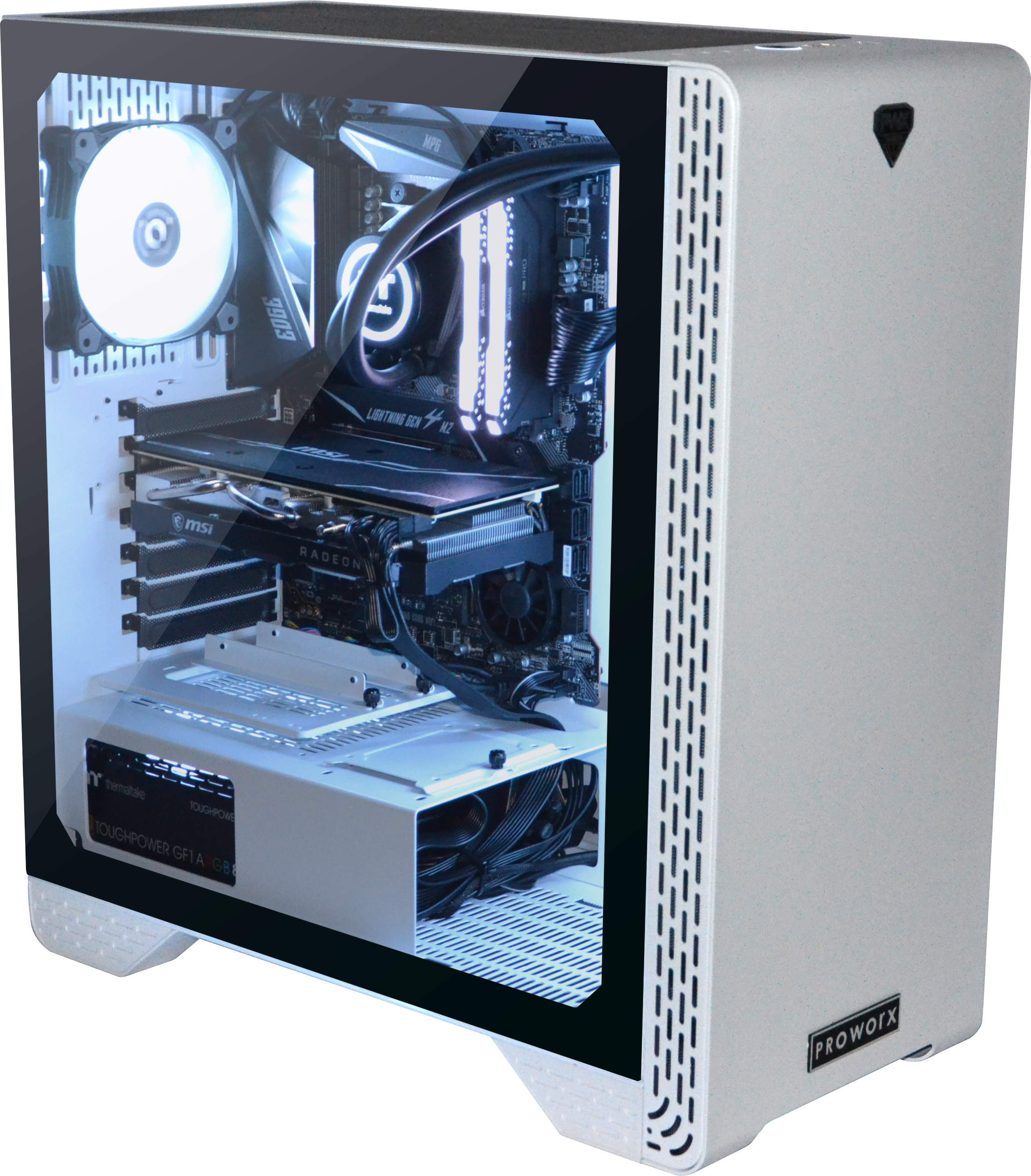 PROWORX Gaming PC PRO.G+ 8459 i7-10700K 16G 1TNVMe RTX3060ti W10H Gaming PC, Intel® Core™ i7-10700K Prozessor
(16 MB Cache, bis zu 5.10 GHz), 16 GB RAM, Weiß